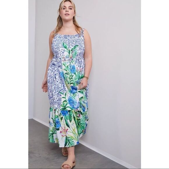 NEW Anthropologie Maeve Bouquet Flounced Maxi Dress X-Small & Small & Medium - Picture 3 of 7